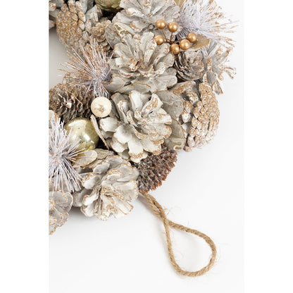 Hanley Kerstkrans Wit met Dennenappels - Ø34 cm