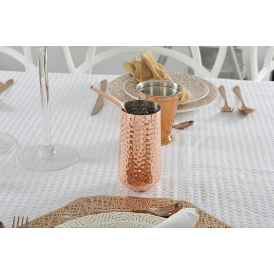 Luxe Cocktailglas met Koperen Rietje | Vintage Barware Set