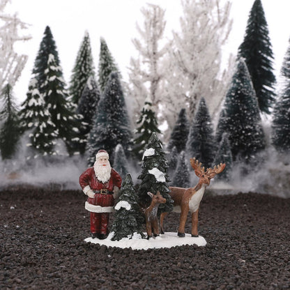 LuVille Kerstdorp - Kerstman met Herten Miniatuur Winters Tafereel