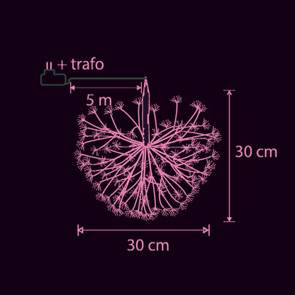 Kerstverlichting Bal Zwart - Ø30cm LED Lampjes Compact Outdoor