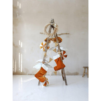 Kerst Familiekous Gold Candy - Velours met Bont - 38 cm