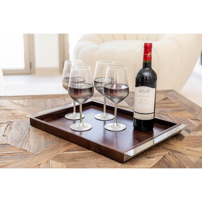 Luxe Glow Zilveren Wijnglazen Set - 6 Stuks | Elegante Rand