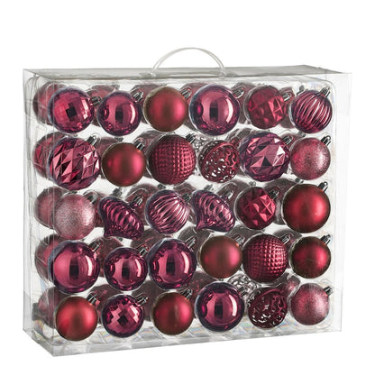 Luxe Kerstballenset Fuchsia - 60 Onbreekbare Kerstballen