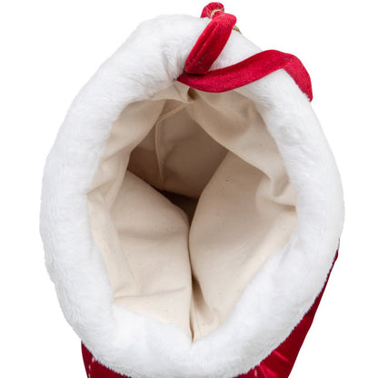 Kerst Familiekous Red Candy - Velours met Bont - 38 cm