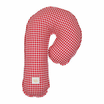 Kerst Patchwork Kussen Rood Geruit - Lollipop Vorm