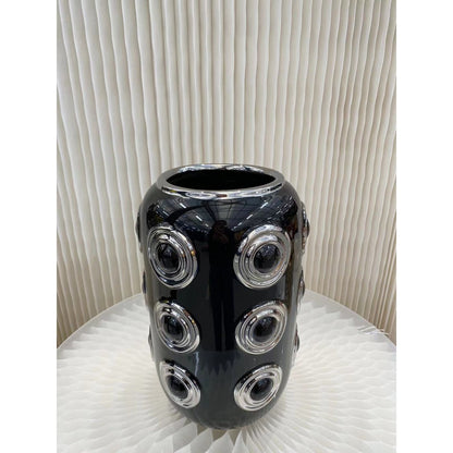 Elegante Cirkel Vaas Wit-Goud - Luxe Moderne Woonaccessoire