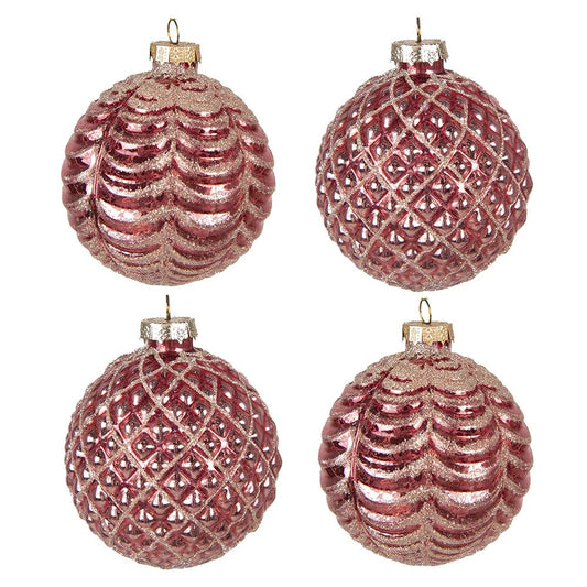 Kerstballen Set Gekleurd - 4 Stuks Ø8cm Glas Feestelijke Tinten
