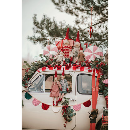 Kerst Patchwork Kussen Rood Geruit - Lollipop Vorm