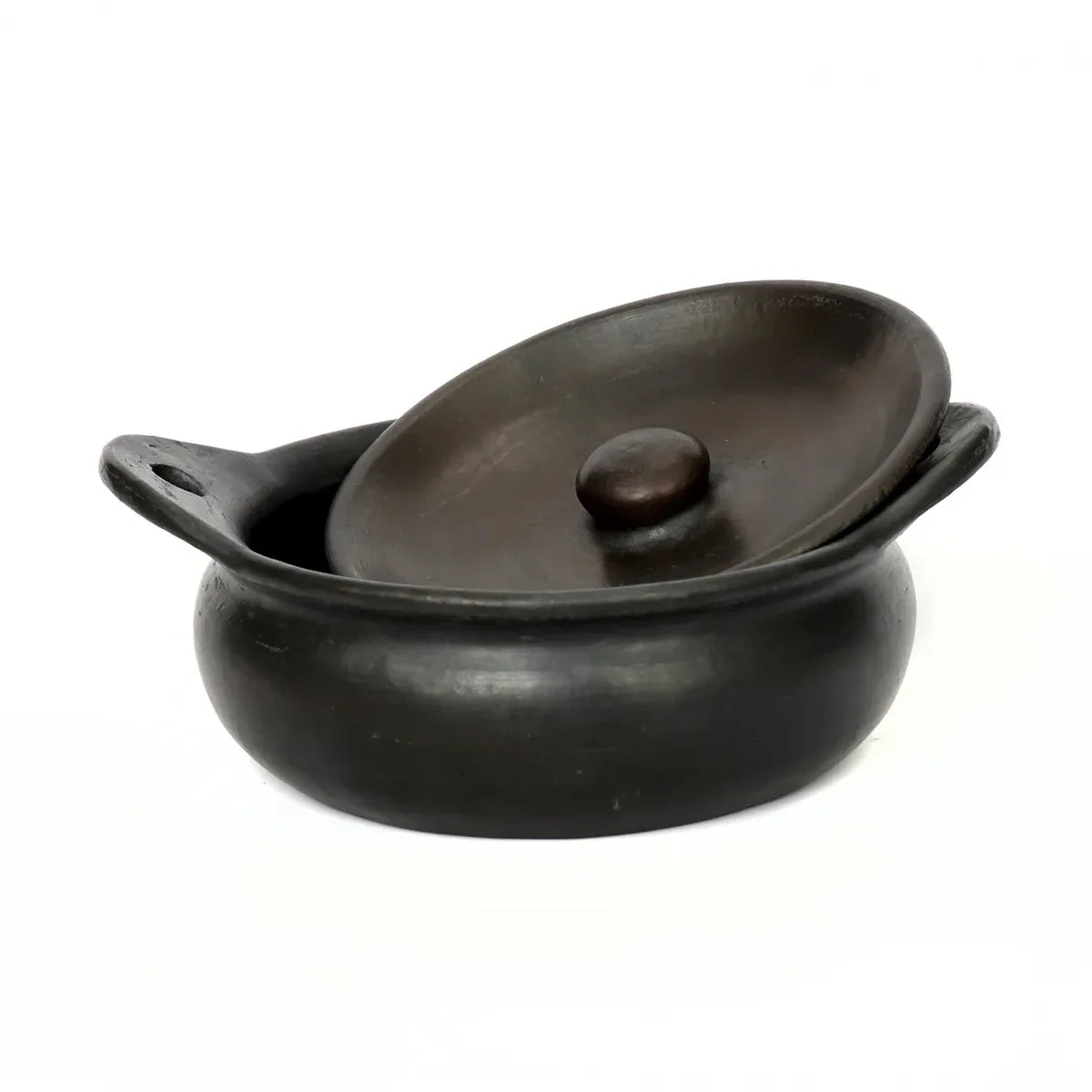 Burned Serveerpot - Zwart Keramiek met Deksel