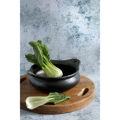 Burned Serveerpot - Zwart Keramiek met Deksel