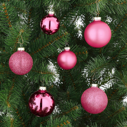 Kerstballen Set Fuchsia - 42 Stuks Glas Ø7cm