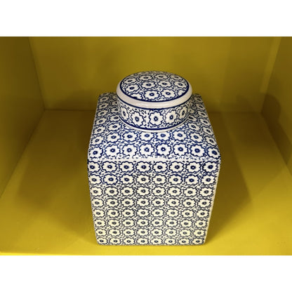 Vierkante Delfts Blauwe Vaas - Moderne Klassieke Stijl