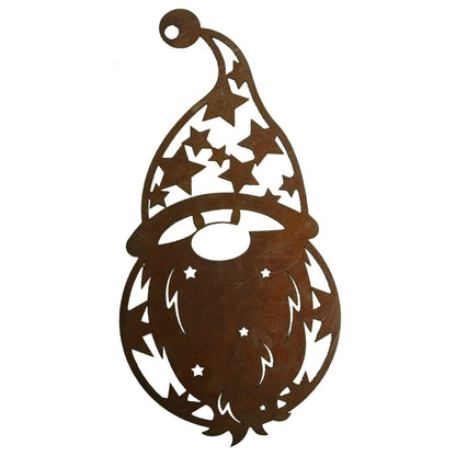 Metalen Kerstman Hangers Roest - Set van 4 Stuks