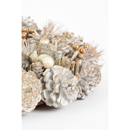 Hanley Kerstkrans Wit met Dennenappels - Ø34 cm