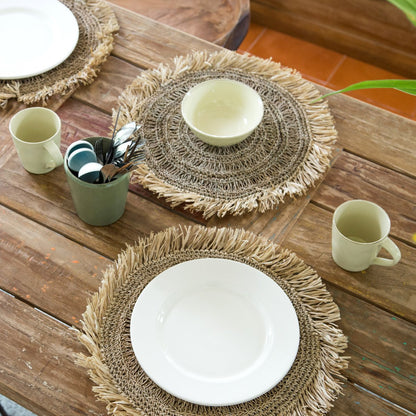 Waisai Raffia Placemat - Ronde Boho Elegantie voor Nederlandse Tafels