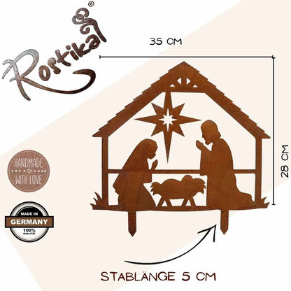 Metalen Kerststal Roest - Decoratieve Kerstdecoratie