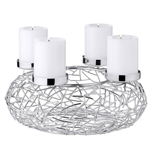 EDZARD Adventskrans Milano - Roestvrij Staal Vernikkeld Ø28 cm