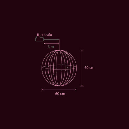 Kerstverlichting Bal Zwart - Ø60cm Warm Witte LED XL Outdoor