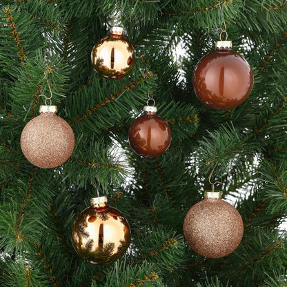 Kerstballen Set Bruin - 26 Stuks Glas Ø7cm Natuurlijke Tinten