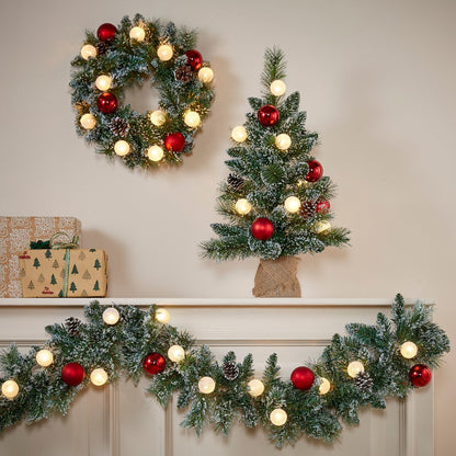 Kaprun Kerstkrans - LED Verlichting Ø45cm Frosted Rood Accent