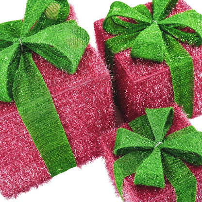 LED Kerstcadeaus Decoratie Roze-Groen - Set van 3 Stuks