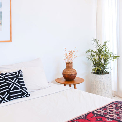 KAMARI Rotan Vaas Bruin - Hout Geweven Ø22cm