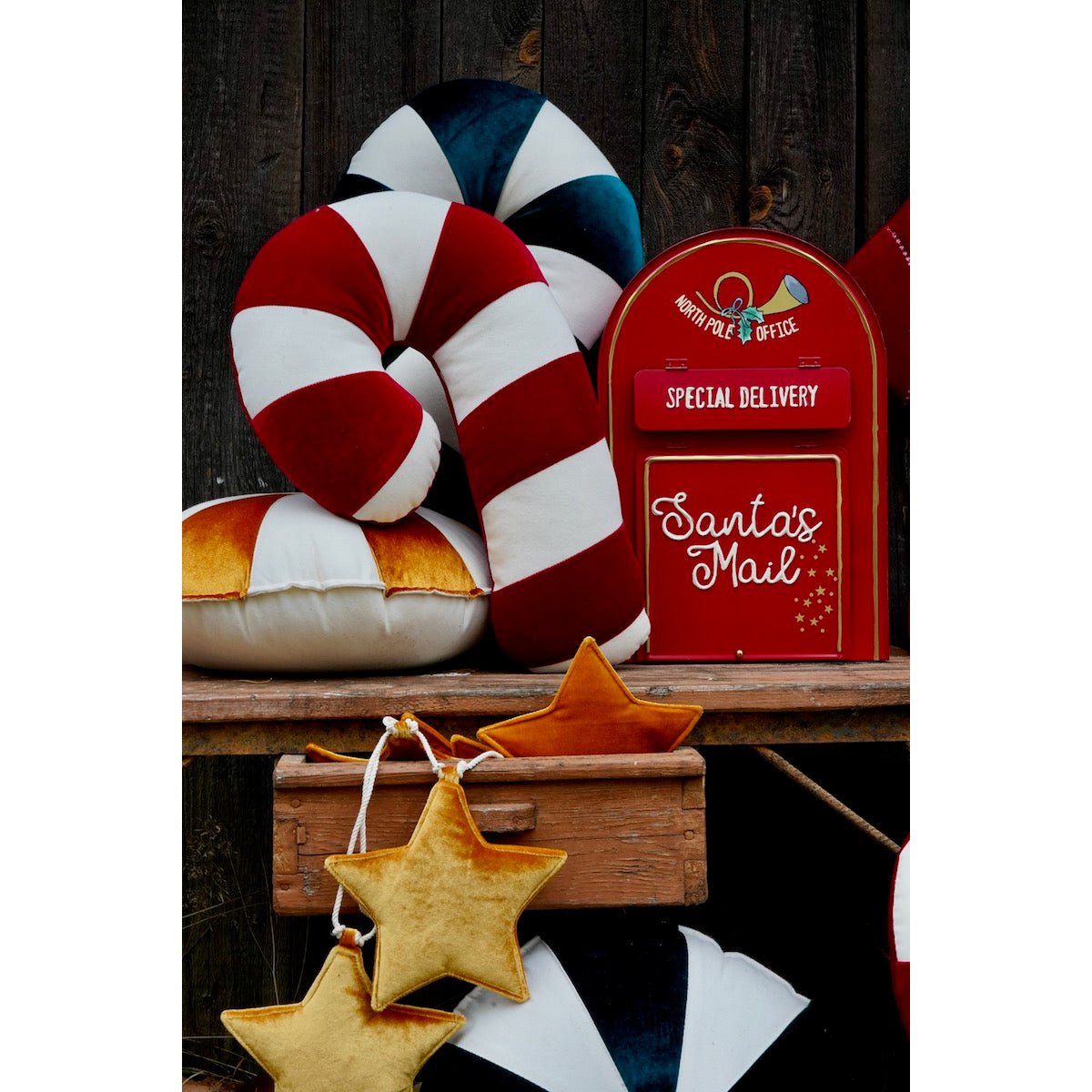 Kerst Patchwork Kussen Rood - Red Lollipop Vorm