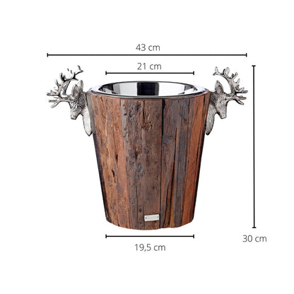 Exclusieve Champagnekoeler Milwaukee - Teak Hout met RVS