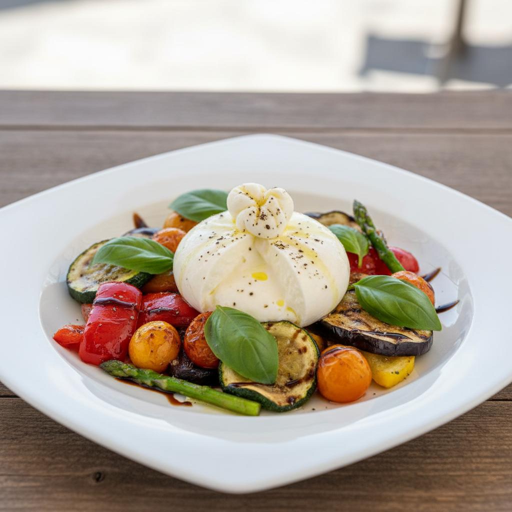 Burrata met Geroosterde Groenten