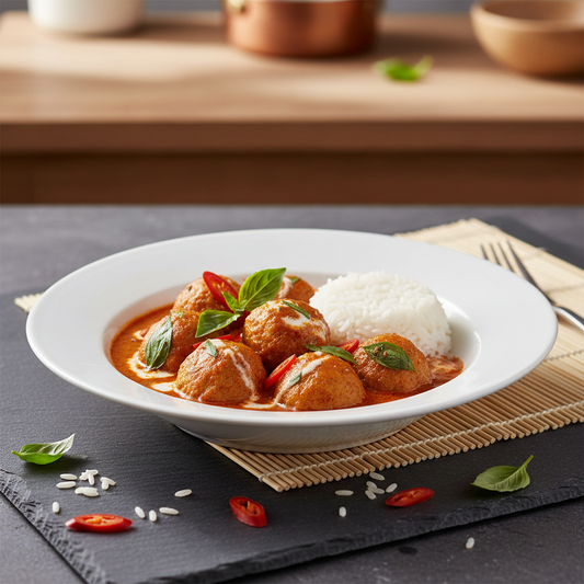 Thaise Visballetjes in Rode Curry