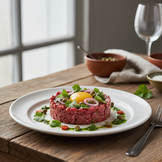 Argentijnse steak tartaar met chimichurri - premium koud vlees voorgerecht