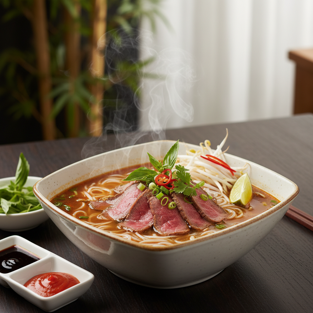 Vietnamese Pho met Rund