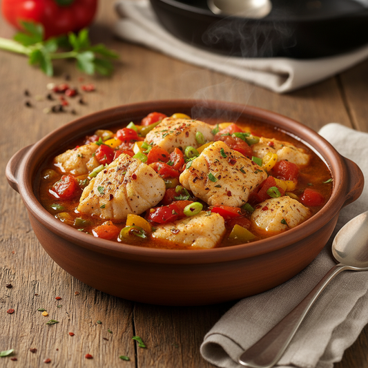 Cajun Visstoofje met paprika en tomaat