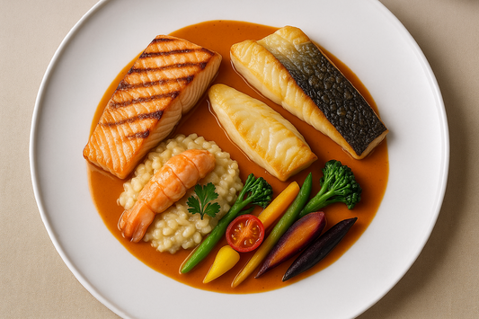 Mix van in roomboter gebakken vis | zalm | zeetong | zeebaars