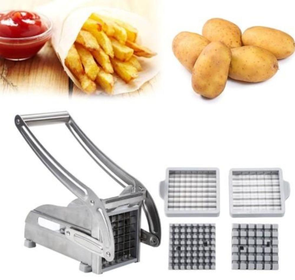 RVS Friet- en Aardappelsnijder - Met 2 Verschillende Messen
