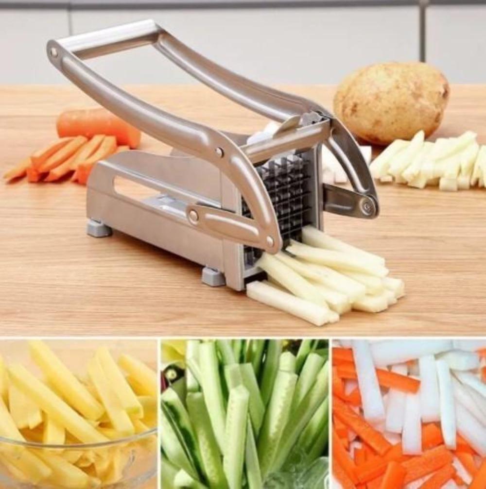 RVS Friet- en Aardappelsnijder - Met 2 Verschillende Messen