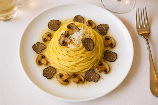 Tagliolini | Pecorino | truffel | paddestoelen | witte wijn 🌱